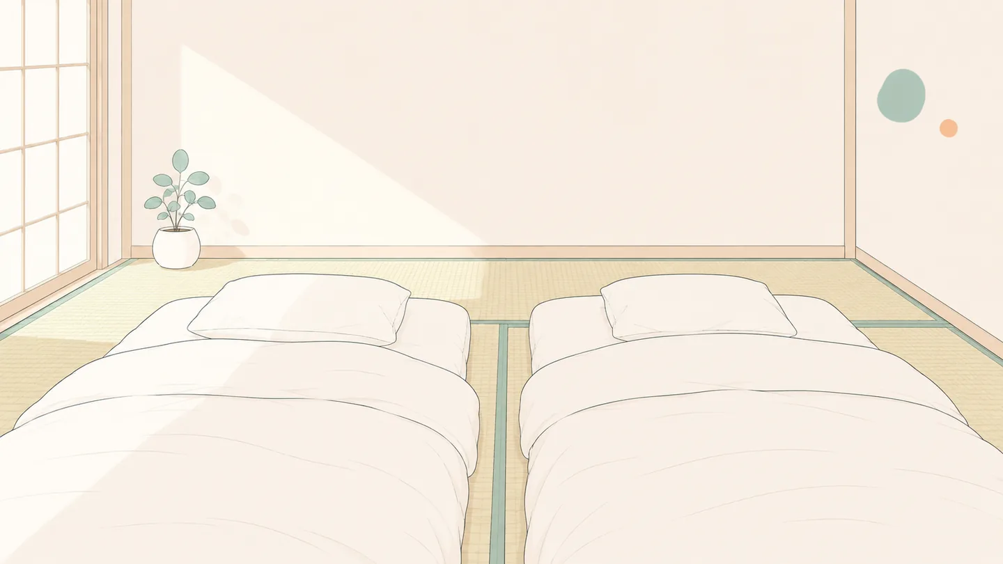 畳に並べた二組の布団