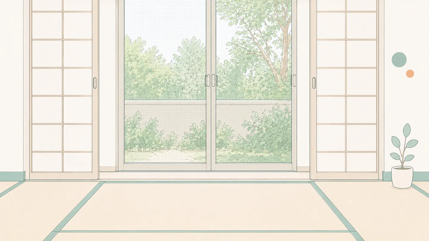 畳の上のマットと隙間に寄る点